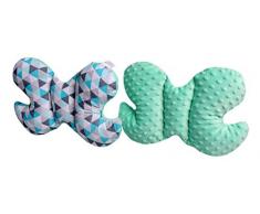 Medi Partners - Cuscino cervicale per bambini, 100% cotone/Minky, cuscino cervicale per auto, passeggino, viaggi, dormire, cuscino per collo (triangolo menta con minky)