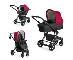 Hauck Atlantic Plus Trio Set Carrozzina 3 in 1, Inclusa Navicella, Seggiolino Gruppo 0 per Isofix Base, Passeggino Sport, Copri Ovetto, Presa Bibite, fino a 22 kg, Tango (Rosso)