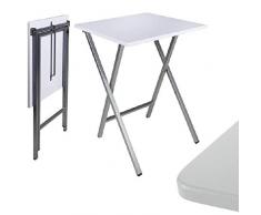 Dcasa - Tavolo quadrato pieghevole bianco 48 x 48 x 65 cm