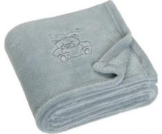 Playshoes Coperta in Pile, Coperta Neonato, Pile Bebè, Plaid in Pile, Versatile Coperta Coccolone per Bambini e Bambine, 100 x 150 cm, con Ricamo ad Orso, Grigio