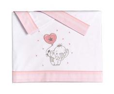 Pekebaby Elefantino rosa – Trittico lenzuola cotone culla (60 x 120 cm)