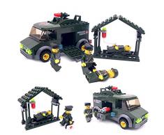 Local Makes A Comeback – Automobilina militare, con blocco di costruzione della piccola particella, per bambini che assemblano i giocattoli educativi, auto giocattolo smontaggio fai da te, 158 pezzi