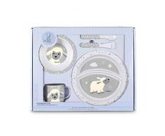 Sterntaler Set da tavola Stanley La Pecorella, Piatto, ciotola, forchetta, cucchiaio, tazza, Età: Dai 6 mesi, Grigio/Bianco