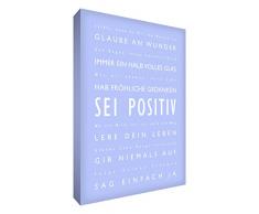 Little Helper BP1216-14G Feel Good Art Targa in stampa su tela lingua tedesca in caratteri moderni ogni ambiente Positiv, 40 x 30 cm, azzurro