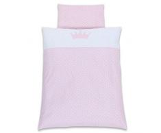 Babybay, Biancheria da letto per bambini Piquet Azzurro Pois Bianco applicazione cuore