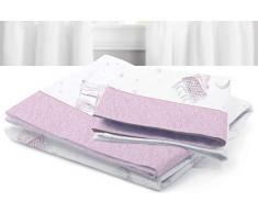 Petit Lazzari Funny Kitties - Set di lenzuola per culla, 50 x 80 cm, motivo: animali, colore: rosa