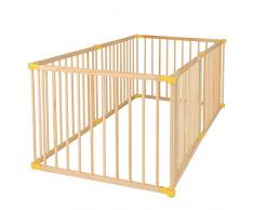 dibea DP00586 - Box per bambini e neonati, in legno, con sportello, pieghevole, premontato, 6 elementi da 90 x 68 cm, marrone