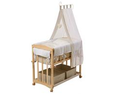 Roba Culla 4 in 1, Culla lovely Bear´, Funzione con Dondolo, con Ruote, Cosleeping e Panchina, Tessile e Biancheria per la Culla (80x80cm) Tutto Incluso