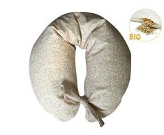 Merrymama - Cuscino allattamento + fodera con lacci/cm 130 (imbottito in pula di farro bio) - Provenzale Ecrù