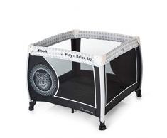 Hauck Play N Relax SQ Box per Bambini e per Neonati, Leggero, Quadrato, Composto da 3 Pezzi, Lettino da Viaggio con Materasso e Borsa, 90x90 cm, Pieghevole, Mickey Cool Vibes (Nero)