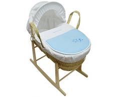 Bellissimo cesto porte-enfant in vimini naturale e Rocking stand blu My Little Star Palm
