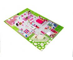 Little Helper IVI ipoallergenico 3d Tappetino da gioco per bambini e tappeto (130 x 200 cm, colore: verde/multicolore, Casetta)
