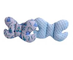 Medi Partners - Cuscino cervicale per bambini, 100% cotone/Minky, cuscino cervicale per auto, passeggino, viaggi, dormire, cuscino (Tipi con Minky azzurro)