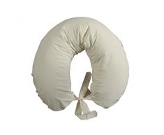 Merrymama- Cuscino allattamento + fodera con lacci/cm 130 (imbottito in microgranuli di polistirene),Ecrù