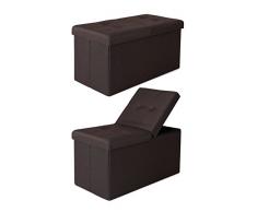 dibea SO00477, Panca con coperchio ribaltabile in lino, Marrone, 80 litri, 76x38x38 cm