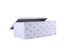 Minene – Scatola portaoggetti con coperchio grande blu con grigio Star – Scatola, grande tessuto Storage Box, ideale per giocattoli, bambini
