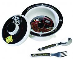Sugarbooger - Set ciotola di aspirazione, motivoAhoy Matey, per bambino 3 mesi, colore: Nero