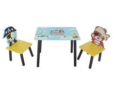 Kiddi Style Pirata Set Tavolo e 2 Sedie per bambini in Legno
