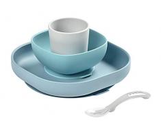 Béaba Set Pranzo in Silicone con Robusta Ventosa, Composto da 4 Pezzi, Piatto, Ciotola, Tazza e Cucchiaio con Ventosa in Silicone di Alta Qualità, per Neonati e Bambini, Jungle