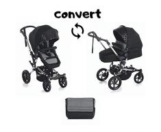 Jané Crosswalk Convert, Passeggino Convertibile a Navicella da 0 a 15 kg, Telaio in Alluminio da 10,5 kg, Chiusura compatta, Sistema Pro-fix, Unisex