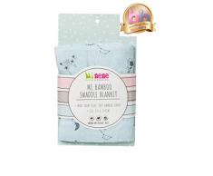 Coperta per allattamento, in mussola di bambù, 100% puro cotone, assorbente, morbida, traspirante, di grandi dimensioni, 120 x 100 cm, azzurro, con gattini e stelle