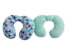 Medi Partners - Cuscino cervicale per bambini, 100% cotone/Minky, cuscino cervicale per auto, passeggino, auto, viaggi, dormire, cuscino per collo (triangolo con minky)