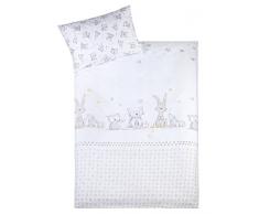 Julius Zöllner, Biancheria per lettino, motivo: Coniglietti e gufetti, Bianco (weiß), 100 x 135 + 40 x 60 cm