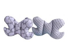 Medi Partner - Cuscino per la testa per bambini, motivo: farfalle, 100% cotone, peluche Minky, per auto, viaggio, collo