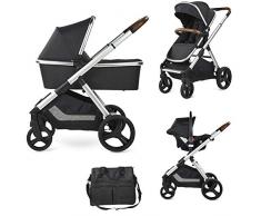 Babify One Plus – Passeggino 3 in 1 – navicella, seggiolino, gruppo 0 Plus e borsa fasciatoio. (Grigio)