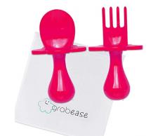 Grabease - Set di posate autoalimentanti, colore: Rosa