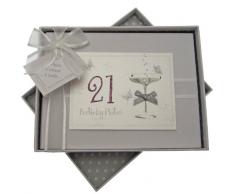 White Cotton Cards, Album di compleanno fatto a mano, max. 60 foto da 7 x 5 cm, Bianco, 21 anni