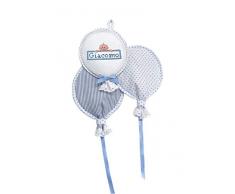 Filet - Fiocco Nascita Palloncini | Con Inserto in Tela Aida da Ricamare - Azzurro
