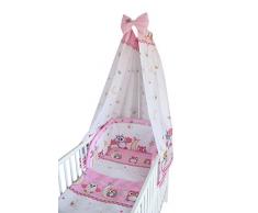 cosing 332 – 029 – 58 biancheria da letto per bambini con paracolpi e cielo cotone set 4 pezzi – Gufo 2, Rosa