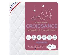 Ptit - Materasso per neonato, 60 x 120 cm, evolutivo, memory foam, 1 lato in schiuma 23 kg/m3 (+ 9 mesi), antiacaro, sfoderabile, Oeko Tex, fabbricazione francese, bianco, 60 x 120 cm