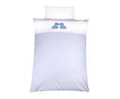 Julius Zöllner 8520110103 – Orso biancheria da letto per bambini blu con applicazione, 100 x 135 cm/40 x 60 cm