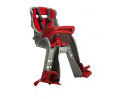Okbaby Orion - Seggiolino Anteriore per Bambini, Sicurezza in Bicicletta dai 7/8 Mesi (15 Kg) - Argento e Rosso