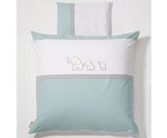 Easy Baby - Biancheria da letto, 80 x 80 cm e 35 x 40 cm, motivo: elefante, colore: turchese