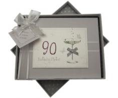 White Cotton Cards, Album di compleanno fatto a mano, max. 60 foto da 7 x 5 cm, Bianco, 90 anni