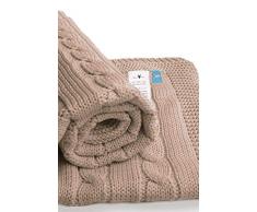 Wallaboo Coperta ultra morbida per bambini Noa, puro 100% cotone bio, Dimensione 90 x 70 cm, lavorata a maglia, per lettino, Colore: Taupe