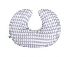 Lulando Minky Cuscino per Allattamento e da Sostegno, Cuscino per Collo (55 X 42 Cm) per Neonati e Adulti. Ideale Anche per Bambini e Come Cuscino da Viaggio. Grey/White Diamonds - 800 g