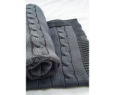 Wallaboo Coperta ultra morbida per bambini Noa, puro 100% cotone bio, Dimensione 90 x 70 cm, lavorata a maglia, per lettino, Colore: Grigio