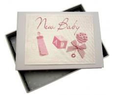White Cotton Cards - Album per foto, New Baby, colore: Rosa