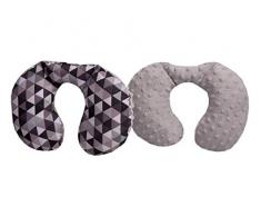 Medi Partners - Cuscino cervicale per bambini, 100% cotone/Minky, cuscino cervicale per auto, passeggino, auto, viaggi, dormire, cuscino (triangolo con Minky grigio)