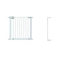 Safety 1st Easy Close Metal Cancelletto di Sicurezza per Bambini, Cani, Scale, Si Fissa a Pressione senza Forare il Muro, in Metallo, Colore Bianco + Safety 1st Estensione Cancelletto Sicurezza Bambini, Prolunga 7 cm per Cancelletti