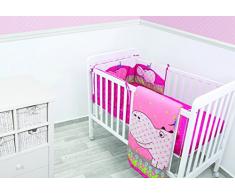 Tots by Smart Rike 240 – 110 Set Joy Hippo, composto da coperta, Quilt letto, 100 x 120 cm, paracolpi, 32 x 176 cm, lenzuolo elasticizzato con angoli, 140 x 70 cm, Rosa