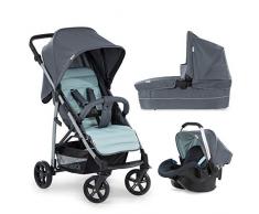 Hauck Rapid 4 Plus Trio Set Passeggino 3 in 1 a 3 Ruote dalla Nascita a 25 kg, Ovetto, Navicella con Materasso, Posizione Nanna, Maniglione Regolabile, Pieghevole, Compatto, Leggero, Grigio Menta