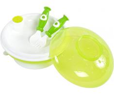 Bieco 79000100 Warmhaltetellerset con coperchio, forchetta e cucchiaio, verde