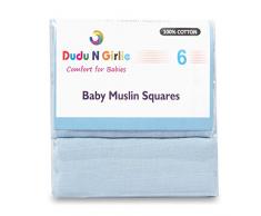 Dudu N Girlie - Coperta per bebè, 100% cotone, quadrati, 72 x 72 cm, 6 pezzi, colore: Blu