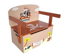 Kiddi Style Pirata Cassapanca Porta Giocattoli Convertibile Panca in Tavolo con Sedia per bambini in Legno
