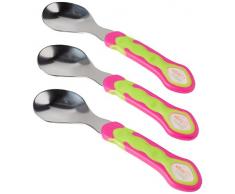 Vital Baby 492052 – 25 bambini cucchiaio 3 pezzi – Stainless Steel, Rosa/Verde